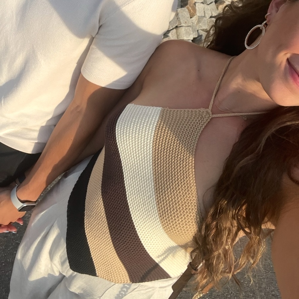 Striped Halter Neck Crop Top
